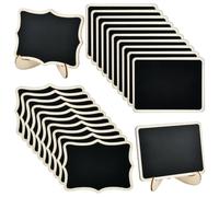 Mini Tableau Noir Support Etiquette Ardoises 20Pcs OctBird Petits Tableaux Noirs à Ecrire Ardoise avec Support Chevalet de Table Signes Petit Tableau Noir Porte Nom Table, Rectangle et Bord Ondulé