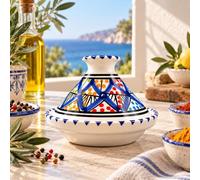 Mini Tajine Ethnique Porte Épices en Céramique Terre cuite Tunisienne - Élégance Artisanale pour la Cuisine Diam. 13 Cm 1507251400 Maroc Tunisie Ethnique du Monde