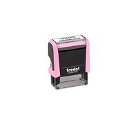 Mini tampon encreur personnalisable avec votre texte - Trodat Printy 4.0 4910 - Xsmall - Dimensions : 25 x 8 mm - Pour 2 lignes de texte maximum - Encre noire incluse - Couleur de monture Rose Pastel