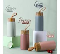 Mini tasse Thermos créative, nouveau Style, couvercle de Grain de bois, tasse d'eau Portable sous vide en acier inoxydable pour étudiant, tasse de poche de grande valeur Green