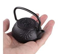 Mini théière en fonte, 50 ml mini-fer à thé imitation théme japonaise avec poignée noire rétro petite théière décorative pour la maison en utilisant