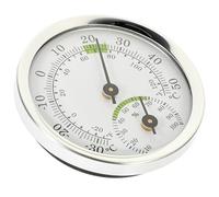 Mini Thermohygromètre Analogique Rond Argenté | Plage 30 à 50 °c, Alliage D’aluminium et Plastique, Précision 2 °c, Usage Bureau et Extérieur