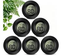 Mini Thermomètre Hygromètre Numérique, Hygromètre Intérieur Rond à Écran LCD, Commutable ℃/℉, Pile Bouton LR44 Incluse, Pour Maison, Serre, Cave à Vin, Bureau, Imprimante 3D - Lot De 6 Pièces, Noir