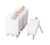 Mini Toile 4 Par 4 Pouces Et Mini Chevalet En Bois 8*16cm Pour Peinture Et Dessin Fournitures D'artiste Pour Étudiants, Paquet De 12