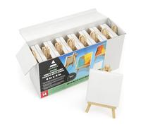 Mini toile de peinture vierge blanche ARTEZA 100% coton avec chevalet, 10cm x 10cm, toiles apprêtées pour la peinture, coulage d'acrylique, peinture à l'huile et supports d'art humide, paquet de 14