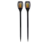 Mini-torches solaires, effet flamme, lumière blanc chaud, lot de 2, hauteur 70 cm