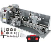 Mini tour à métaux 1100 W Tour à métaux à vitesse variable 220 mm x 750 mm Tour à métaux RPM Fraiseuse numérique Tour à métaux avec mandrin à 3 mors, cône de broche MT5, cône de contre-poupée MT2