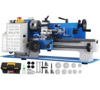 Mini tour à métaux 7 x 12 pouces, précision, vitesse variable, 2250 tr/min, 400 W, échelle télescopique, ensemble tour à métaux et bois, automatique, avec mandrin à 3 mors à centrage automatique