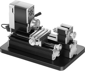 Mini-tour métallique VEVOR 70x130 mm, fraiseuse 20000 tr/min, moteur 36 W haute performance, mandrin 3 mors, tour métallique didactique avec protection pour l'usinage de pièces de précision