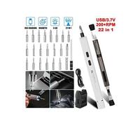 Mini tournevis électrique tournevis de précision sans fil usb rechargeable avec 22 bits en lithium - blanc