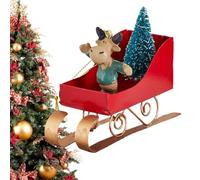 Mini Traîneau Du Père Noël Décoration festive en fer forgé | Décoration Pour Sapin De Noël Pour les fêtes d'hiver, intérieur et extérieur, maison, fête, la porte, et la Rouge