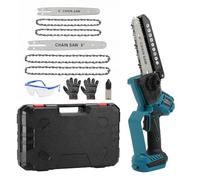 Mini tronçonneuse 15,2 et 20,3 cm, sans balais, compatible avec batterie Makita 18 V, légère et compacte, avec étui de transport et accessoires, pour jardin, bois, coupe de branches, bleu/noir