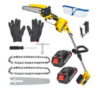 Mini tronçonneuse 2 en 1 et scie à perche électrique, scie à perche sans fil de 15,2 cm pour l'élagage des arbres, mini tronçonneuse alimentée par batterie 21 V avec 2 batteries 1,5 Ah et chargeur