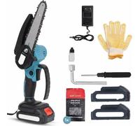 Mini tronçonneuse 21V incl. 2 batteries LED - Largeur de coupe 15 cm - incl. 2 chaînes - Scie à élaguer - Convient pour les batteries Makita - Scie à élaguer