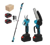 Mini Tronconneuse 6 Pouces avec Perche Telescopique 2m + Secateur Electrique 40mm,3 en 1 Élagueuse sur Perche avec 2xBatterie Makita