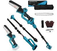 Mini tronçonneuse 6 Pouces électrique sans fil compatible avec Makita 18V | sans batteries 2 IN 1 Perche Élagueuse Télescopique Électrique, petite scie avec chaîne de verrouillage de sécurité