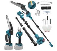 Mini tronçonneuse 8 pouces et Sécateur électrique 30 mm Compatible avec Makita 18 V, Generic Kit d'outils de jardinage 4 en 1, Portée 4,57 m pour élagage des arbres, Avec rallonge (Sans batterie)