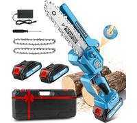 Mini Tronconneuse à Batterie 4000mAh, 1000W & 6 Pouces Tronçonneuse Électrique Sans Fil avec Graisseur Automatique & 2 Chaînes, Mini Tronçonneuse pour Branches et Jardin, Compatible avec Makita 18V