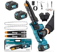 Mini Tronconneuse à Batterie, 8 Pouces Tronçonneuse Électrique Sans Fil 20V/8000mAh avec Graisseur Automatique, Chaîne de Remplacement,1300W Moteur sans Balais, Pour le Jardinage - PowerCut X9 Pro