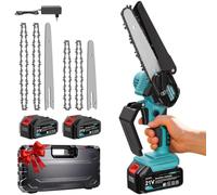 Mini Tronçonneuse a Batterie 8000mAh,6 et 8 Pouces Tronçonneuse Électrique Sans Fil Brushless,avec Graisseur Automatique, Elagueuse Batterie, Compatible avec Makita 18V pour Jardin