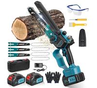 Mini Tronconneuse a Batterie 8000mAh, 6 Pouces 1000W Tronconneuse Electrique Sans Fil Brushless avec Graisseur Automatique, Elagueuse Batterie, Petite Tronçonneuse Compatible avec Makita pour Jardin