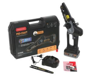 Mini-tronçonneuse à batterie Procraft CCS20 20 V 152 mm Brushless Black Edition + 1 batterie 4,0 Ah + chargeur + mallette