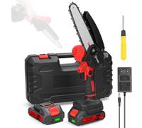 mini tronçonneuse à chaîne sans fil 21V 6 pouces, tronçonneuse électrique portable pour élaguer les branches avec un moteur à brosse, tronçonneuse à une main pour le jardinage et la taille des arbres