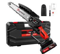 Mini tronçonneuse avec batterie 1,5 Ah, tronçonneuse sans fil de 15,2 cm, 700 W, 1 chaînes, 3500 tr/min, sans brosse, pour sécateur, coupe-bois, sac de transport
