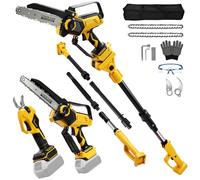 Mini Tronconneuse avec Perche 8 Pouces & Secateur Electrique Telescopique 28 mm pour Dewalt 18 V, 20 V Batterie, 4 en 1 Élagueuse sur Perche, Portée Maximale 4,5 m