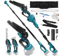 Mini Tronconneuse avec Perche 8 Pouces & Taille-haie Telescopique pour Makita 18 V Batterie, 4 en 1 Cisaille à Gazon et Arbustes sans Fil sur Perche, Portée Maximale 4,5 m