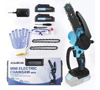Mini tronçonneuse de 15 cm - Scie à moteur sans fil - Kit avec 2 batteries lithium-ion - Lubrification automatique de la chaîne - Sans fil et portable - Idéale pour l'élagage et la coupe de branches