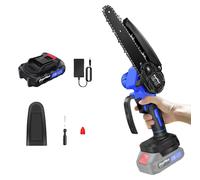 Mini-tronçonneuse électrique, guide-chaîne de 6 pouces, vitesse de 2200 tr/min, vitesse de chaîne de 5300 tr/min, capacité de batterie de 1300 mAh, tension de 21 V.