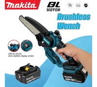 Mini tronçonneuse électrique Makita 6/8 pouces, tronçonneuse portable pour l'élagage, coupe-bois de jardin, outil électrique avec LED, compatible avec les batteries 18V-21V No Battery