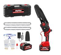 Mini tronçonneuse électrique sans fil sans fil de 20,3 cm avec 2 batteries de 4,0 Ah, 2 chaînes, 5600 tr/min, mini tronçonneuse manuelle, pour le jardinage et le bois