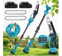 Mini tronçonneuse électrique Scie à perche sans fil 8 pouces-Kit 2-en-1 sans balais perche 2 5 m 2 batteries 3000mAh + chargeur