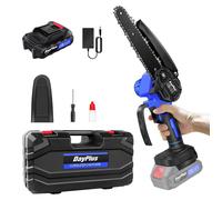 Mini-tronçonneuse - Sans fil 15 cm - 21 V Li-Ion 1 300 mAh, vitesse de chaîne 5 300 tr/min, coupe jusqu'à 80 mm, chaîne en acier à haute teneur en carbone, 1 batterie, antidérapante