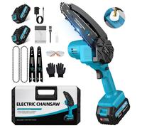 Mini Tronçonneuse Sans Fil 6 Pouces - Moteur Puissant 900W, 2x4.0Ah 21V Batteries, 2 Chaînes - Légère et Maniable à une main