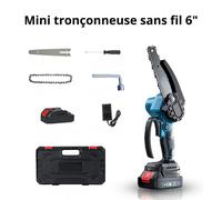 Mini Tronçonneuse Sans Fil 6" – Tronçonneuse Électrique de Jardin avec Lubrification Automatique, Moteur 21V, Élagueuse Compacte pour Coupe Bois