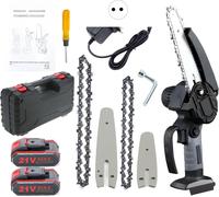 Mini-tronçonneuse sans fil, design compact, grande efficacité de coupe, noire, deux batteries, tronçonneuses Pol