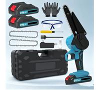 Mini Tronçonneuse Sans Fil, Scie À Chaîne Mini 6"" Moteur Cuivre 500-799W 2 Batteries 2 Lames Mangane Pour Élagage Bois Jardin