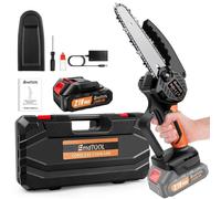 Mini tronçonneuse sans fil - Tronçonneuse sans fil - 21 V - 6 000 W - Batterie Li-Ion 3 000 mAh - Guide-chaîne de 15,2 cm - 5 300 tr/min - Verrouillage de sécurité - 1 batterie