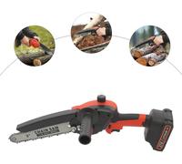 Mini-tronçonneuse - Tronçonneuse sans fil 20 cm - 800 W - Moteur sans balais - 2 batteries 21 V 2,0 Ah - Sans fil pour la coupe du bois - Rouge