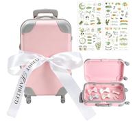 Mini Valise Cadeau Mariage - Tirelire Voyage Rose 3 Pièces