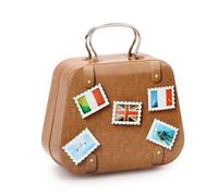 Mini valise de voyage, coffret décoratif, emballage cadeau de mariage et bons de voyage, cadeau de voyage, cadeau de voyage, 7 x 5,5 x 3 cm (marron)