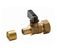 Mini vanne 1/4 tour à glissement sur tube PER - Ø 12 mm à visser femelle écrou libre F1/2' (15x21) Bague en laiton - 2121-1512L1