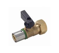 Mini vanne 1/4 tour à sertir profil TH sur tube PER - Ø 16 mm à visser femelle écrou libre F1/2' (15x21) Bague à sertir en inox - 2721-1516L1
