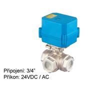 Mini vanne combinée rotative à trois voies Tork DN 20 avec actionneur électrique 24 VAC/DC