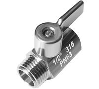 Mini vanne d'arrêt sphérique en acier inoxydable (316) 1,27 cm NPT mâle x NPT femelle (lot de 1) (1/8", lot de 2)