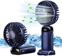Mini Ventilateur à Main USB Portatif Portable Ventilateur De Bureau, Petit Ventilateur de Poche 5 Vitesses Avec Base, Ventilateur