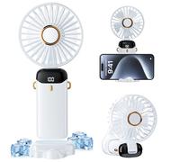 Mini Ventilateur à Main USB Portatif, Ventilateur de Bureau Pliable 5 Vitesses avec Base, Petit Ventilateur de Poche pour-Bleu